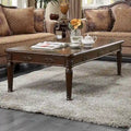 Table basse rectangulaire en bois massif sculpté de style traditionnel Espresso avec pieds tournés