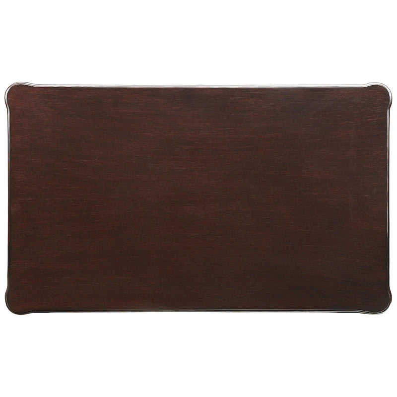 Table basse rectangulaire en bois massif sculpté de style traditionnel Espresso avec pieds tournés