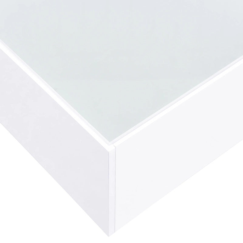 Square Modern Glossy Coffee Table with LED Strip Lights, Black/White