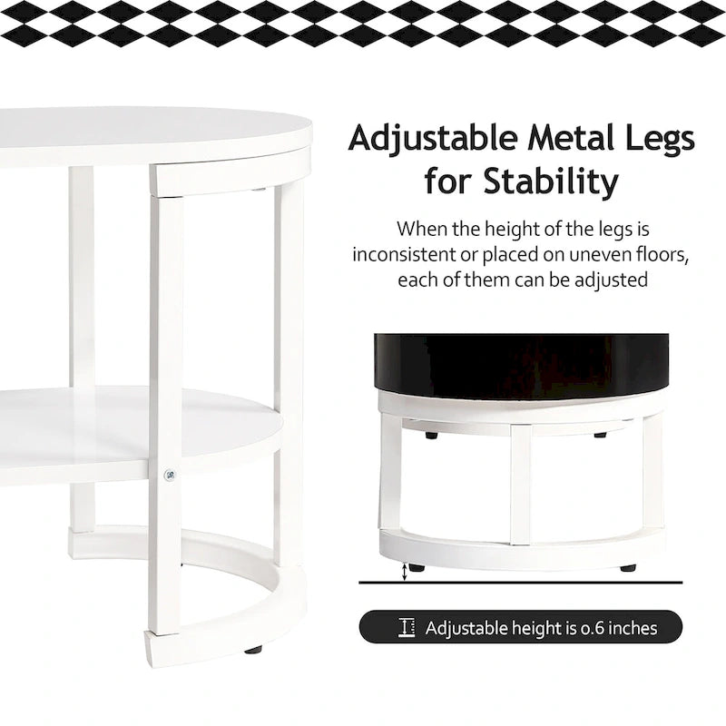 Meuble TV extensible avec tiroirs et pieds en métal noir et blanc