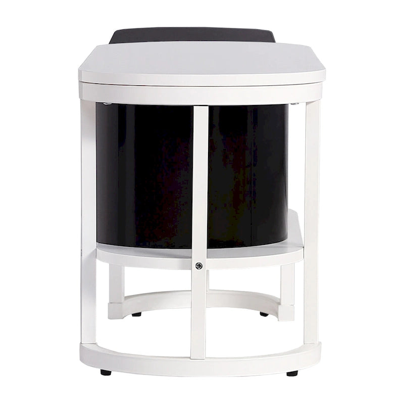 Meuble TV extensible avec tiroirs et pieds en métal noir et blanc
