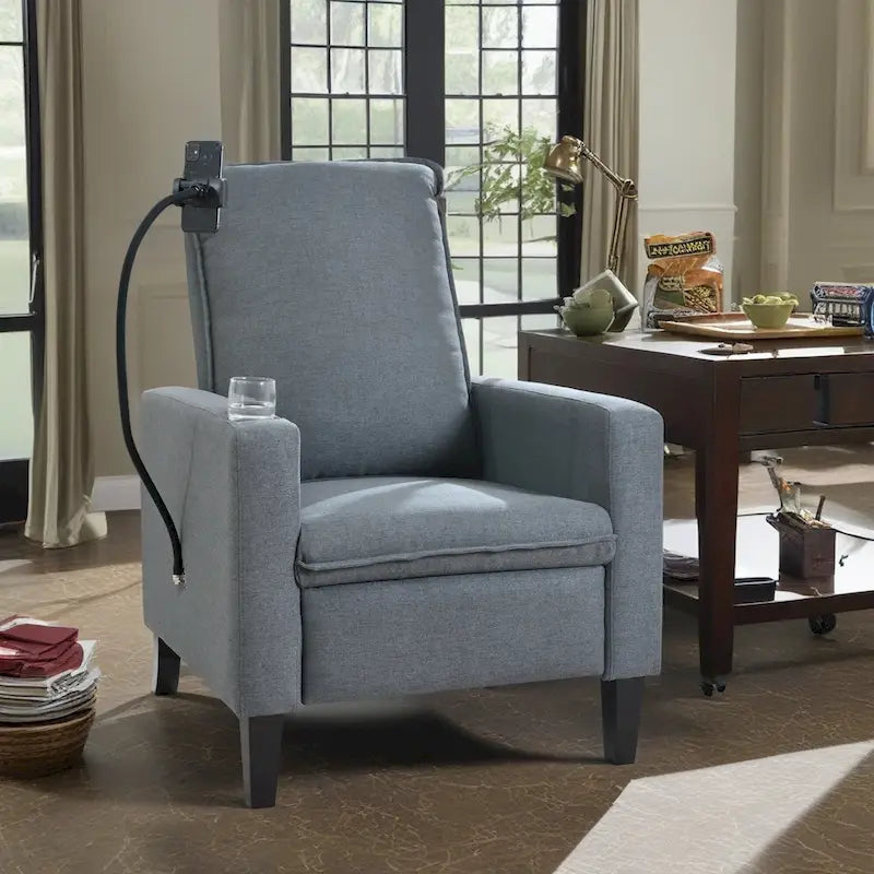 Fauteuil inclinable à pousser avec support de téléphone et porte-gobelet, beige