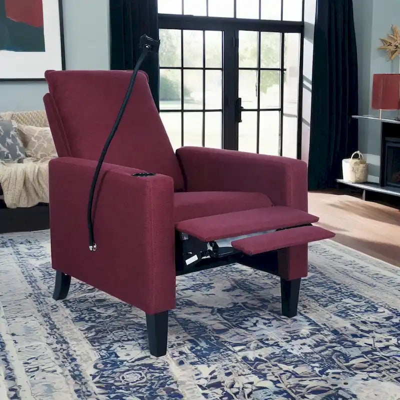 Fauteuil inclinable à pousser avec support de téléphone et porte-gobelet, beige