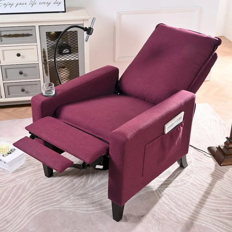 Fauteuil inclinable à pousser avec support de téléphone et porte-gobelet, beige