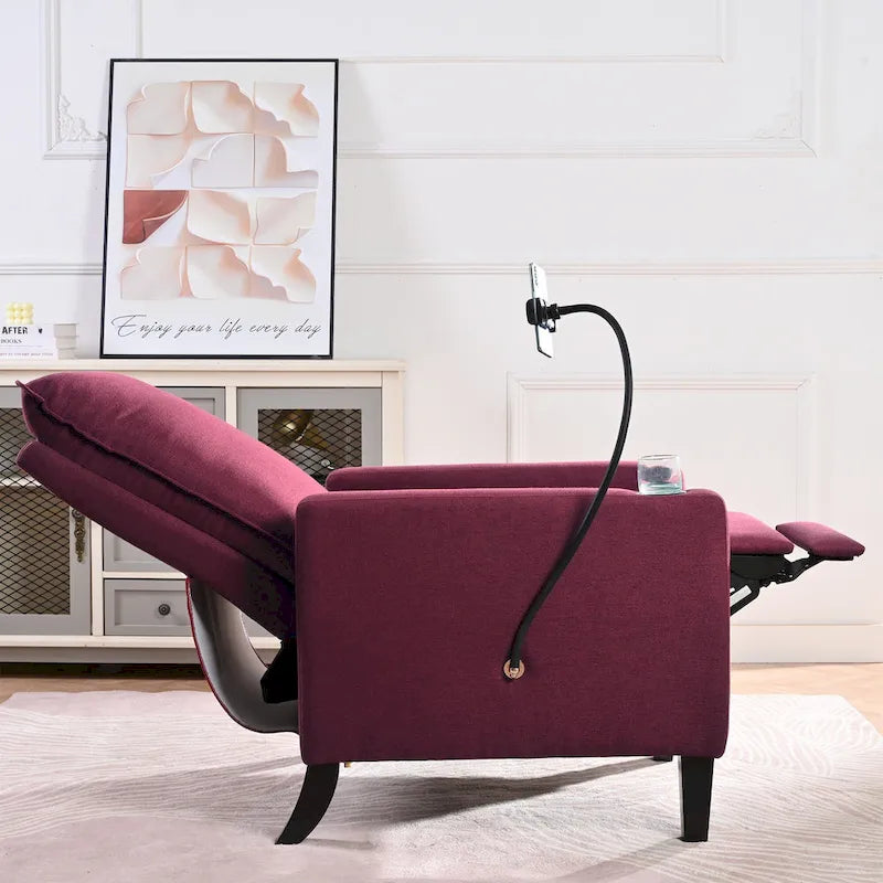 Fauteuil inclinable à pousser avec support de téléphone et porte-gobelet, beige