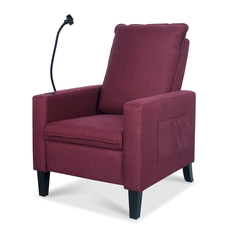 Fauteuil inclinable à pousser avec support de téléphone et porte-gobelet, beige