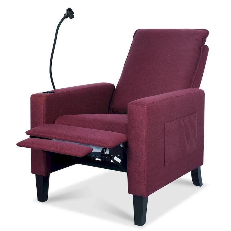 Fauteuil inclinable à pousser avec support de téléphone et porte-gobelet, beige