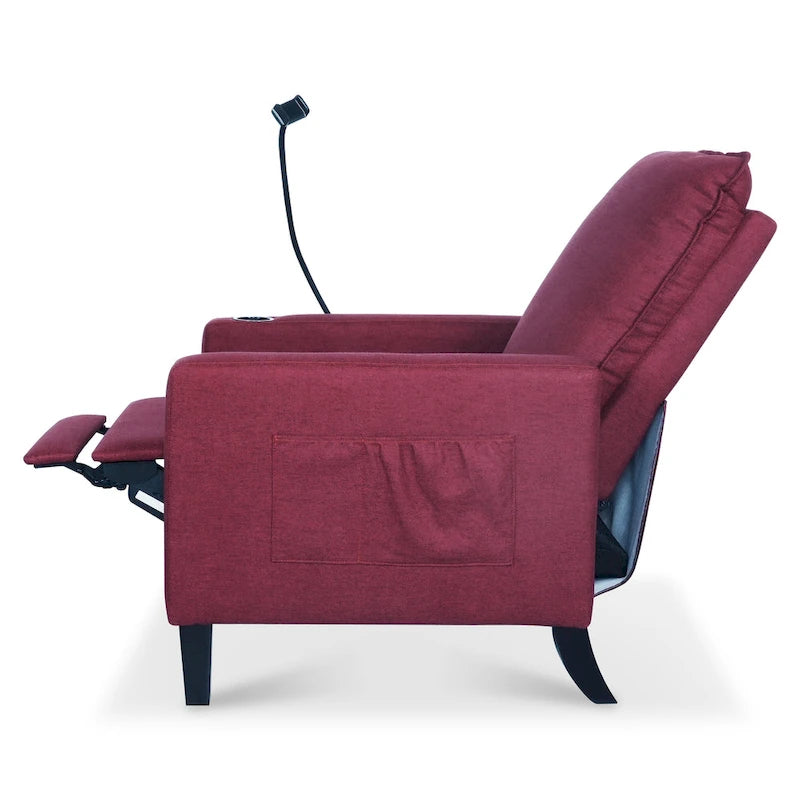 Fauteuil inclinable à pousser avec support de téléphone et porte-gobelet, beige