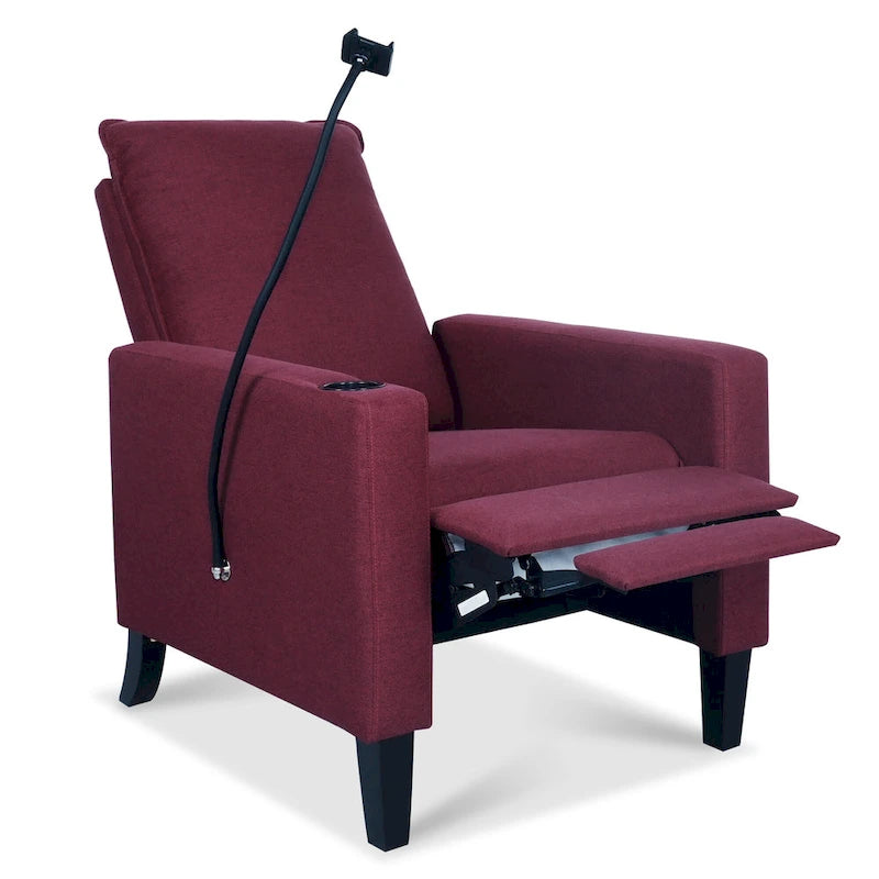 Fauteuil inclinable à pousser avec support de téléphone et porte-gobelet, beige