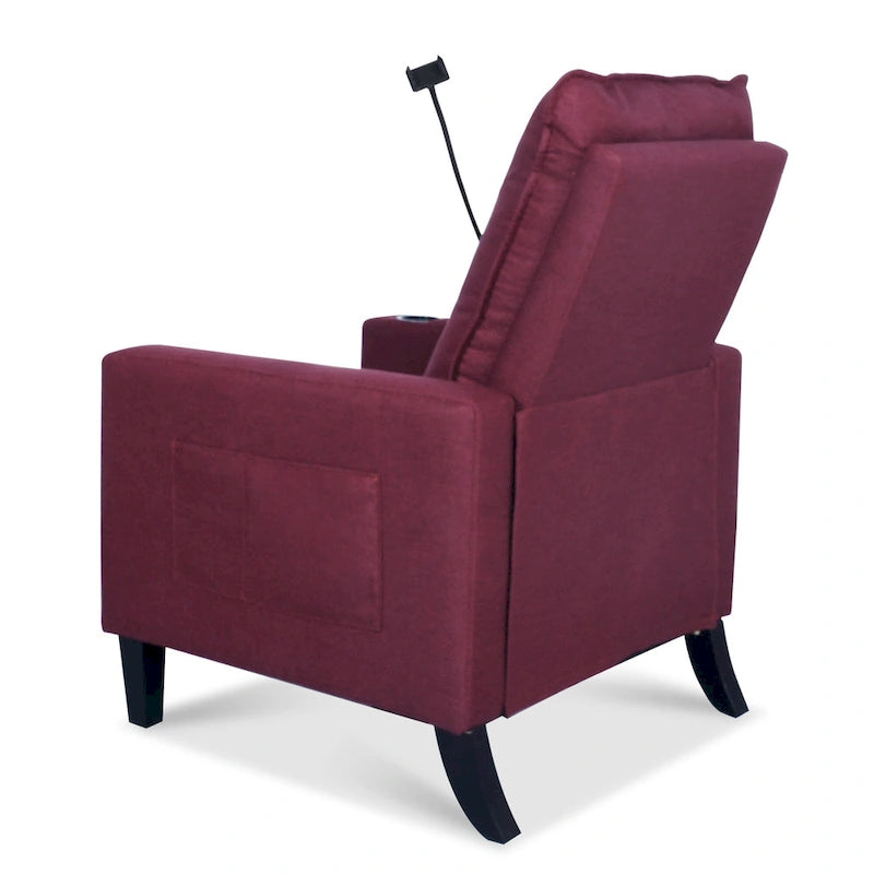 Fauteuil inclinable à pousser avec support de téléphone et porte-gobelet, beige