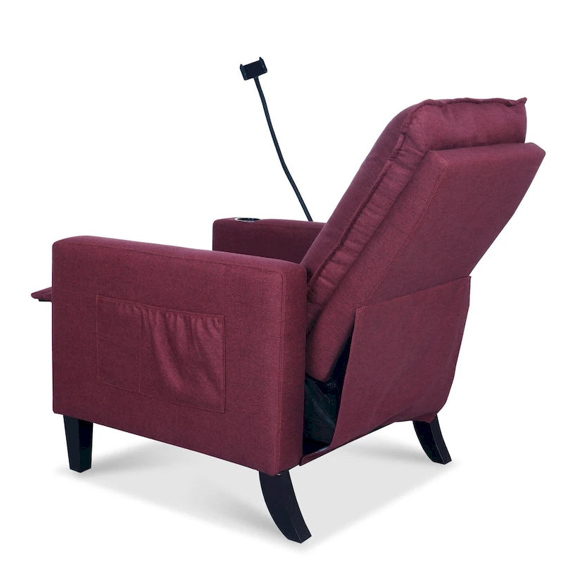 Fauteuil inclinable à pousser avec support de téléphone et porte-gobelet, beige