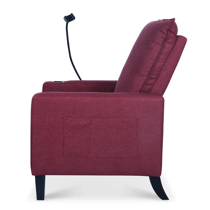 Fauteuil inclinable à pousser avec support de téléphone et porte-gobelet, beige