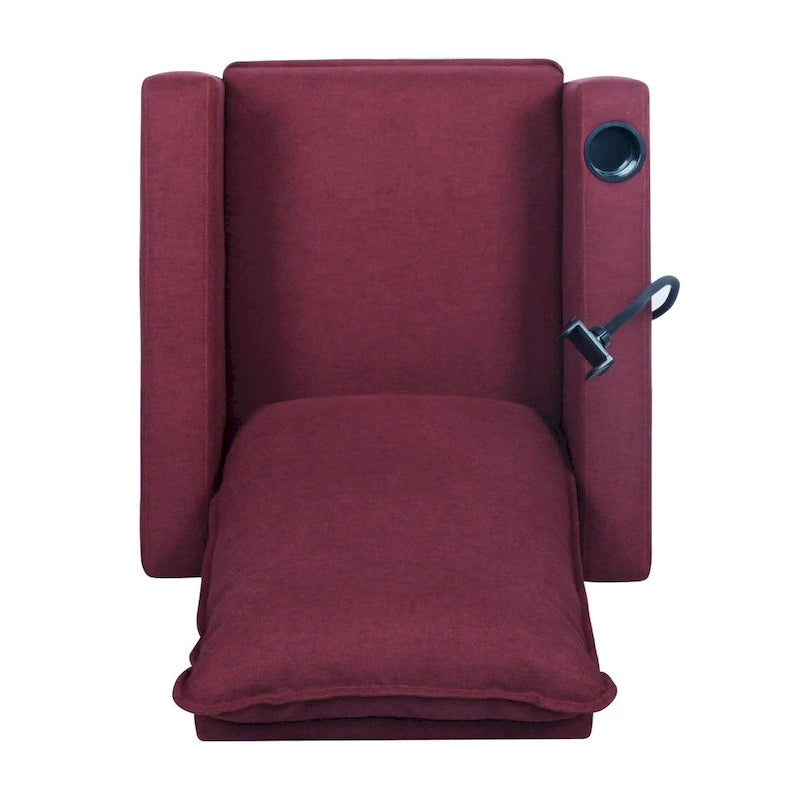 Fauteuil inclinable à pousser avec support de téléphone et porte-gobelet, beige