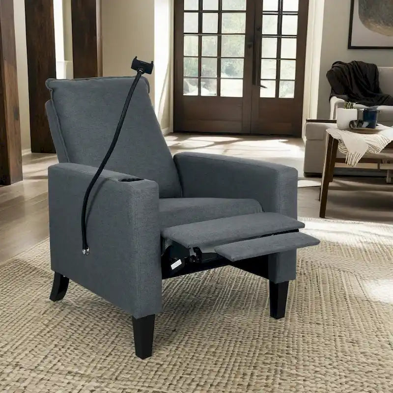 Fauteuil inclinable à pousser avec support de téléphone et porte-gobelet, beige
