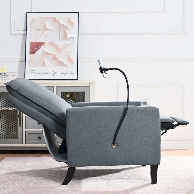 Fauteuil inclinable à pousser avec support de téléphone et porte-gobelet, beige