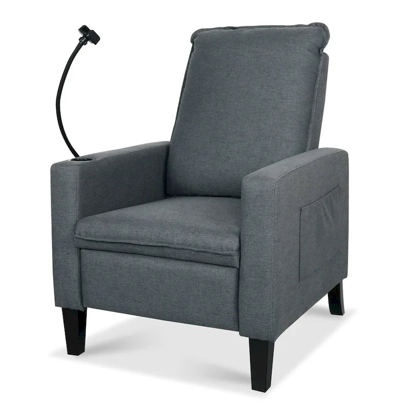 Fauteuil inclinable à pousser avec support de téléphone et porte-gobelet, beige