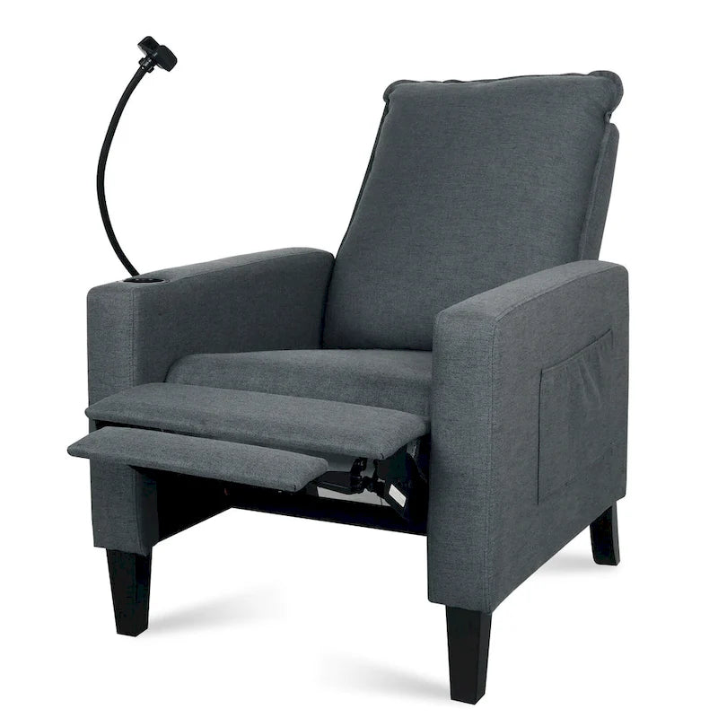 Fauteuil inclinable à pousser avec support de téléphone et porte-gobelet, beige