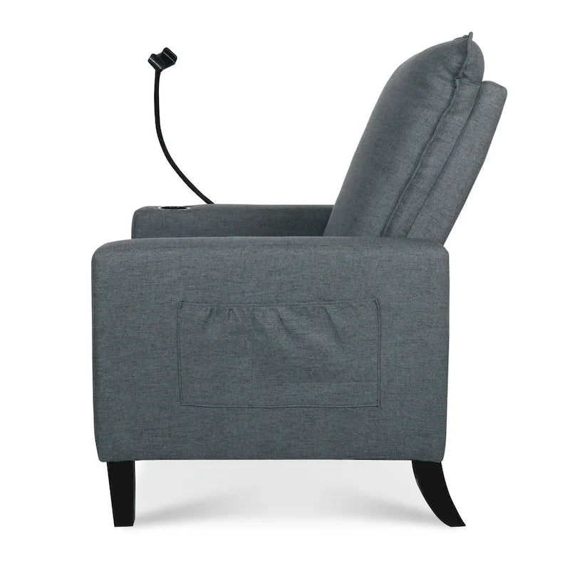 Fauteuil inclinable à pousser avec support de téléphone et porte-gobelet, beige