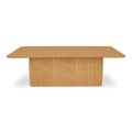 Table basse rectangulaire à piètement plinthe et angles arrondis en chêne rustique