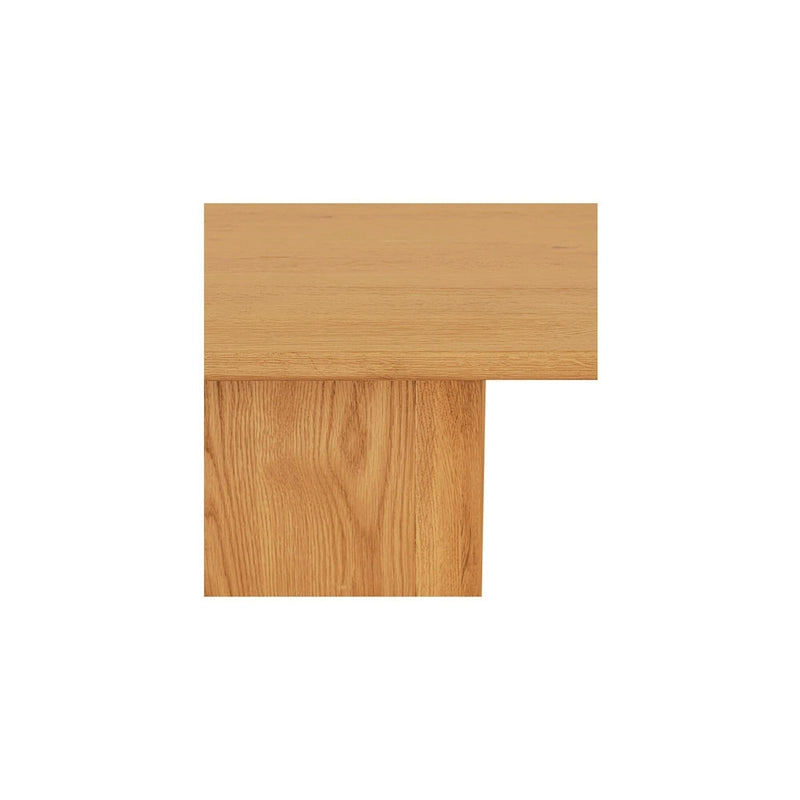 Table basse rectangulaire à piètement plinthe et angles arrondis en chêne rustique