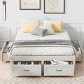 Lit plateforme avec 6 tiroirs de rangement, blanc antique, design de chambre moderne