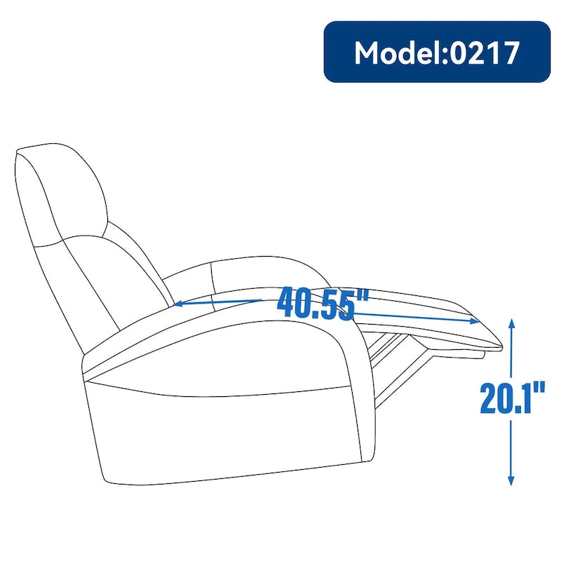 Fauteuil inclinable, pivotant, planant, avec alimentation électrique, en cuir véritable bleu acier, avec chargement USB