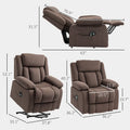 Fauteuil releveur inclinable avec massage et chauffage, tissu velours, marron