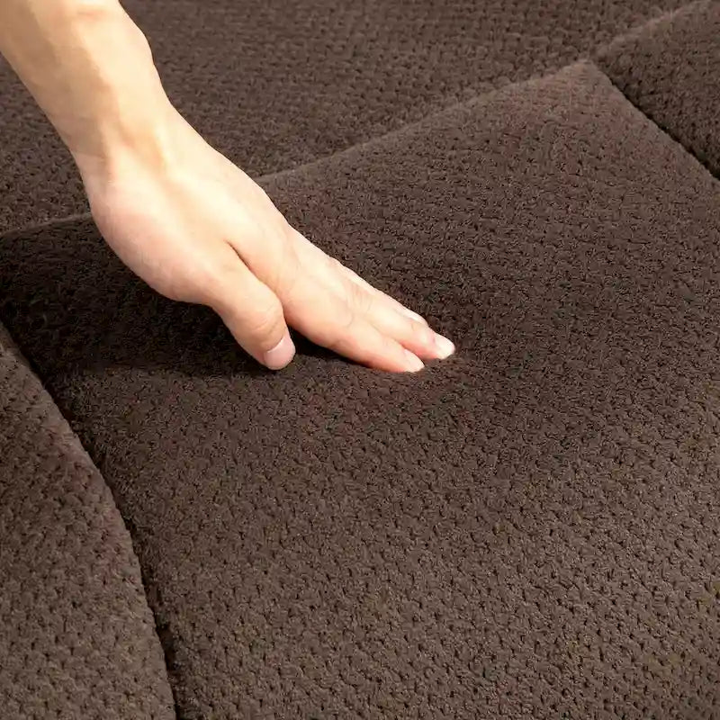 Fauteuil releveur inclinable avec massage et chauffage, tissu velours, marron