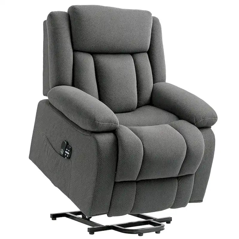 Fauteuil releveur inclinable avec massage et chauffage, tissu velours, marron