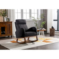 Fauteuil à bascule d'appoint en tissu rembourré avec pieds en bois, poches latérales, multicolore