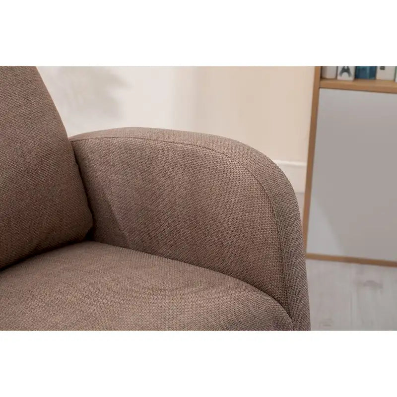Fauteuil à bascule d'appoint en tissu rembourré avec pieds en bois, poches latérales, multicolore