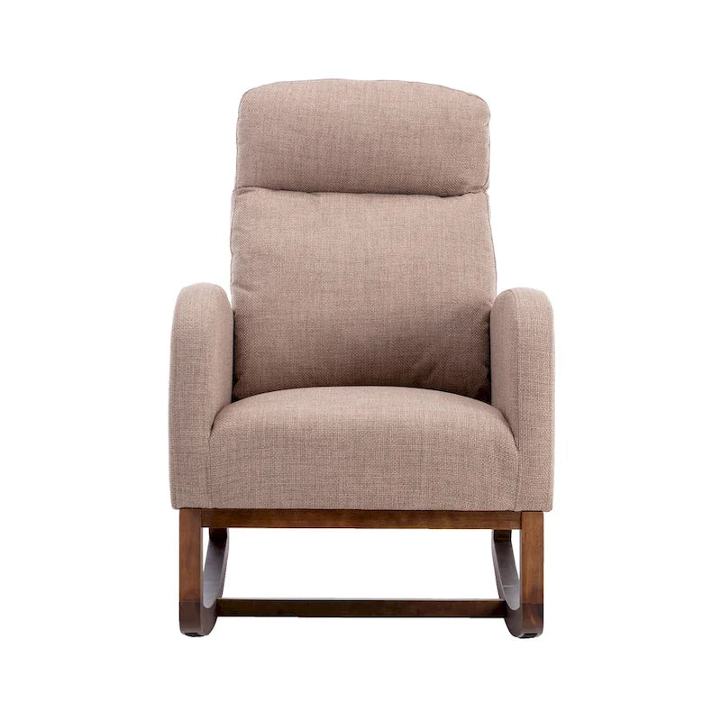 Fauteuil à bascule d'appoint en tissu rembourré avec pieds en bois, poches latérales, multicolore