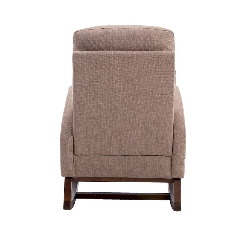 Fauteuil à bascule d'appoint en tissu rembourré avec pieds en bois, poches latérales, multicolore