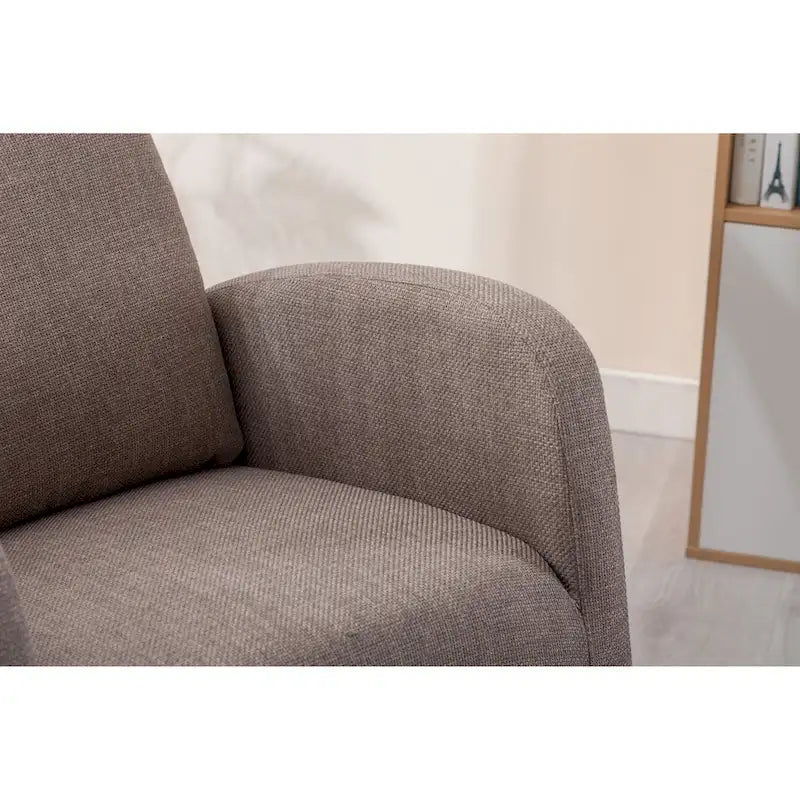 Fauteuil à bascule d'appoint en tissu rembourré avec pieds en bois, poches latérales, multicolore