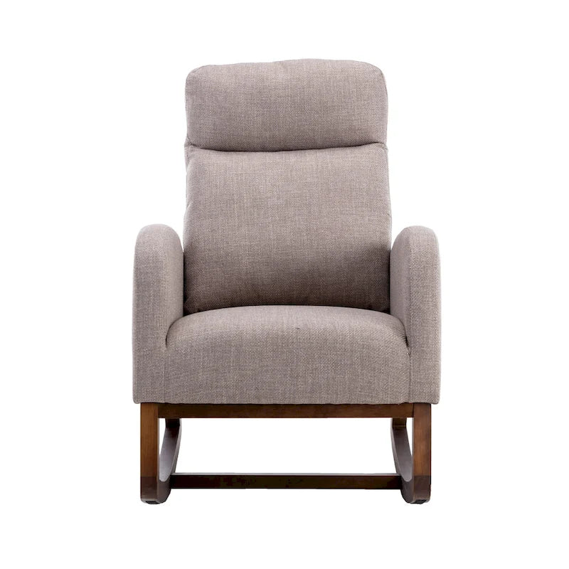 Fauteuil à bascule d'appoint en tissu rembourré avec pieds en bois, poches latérales, multicolore