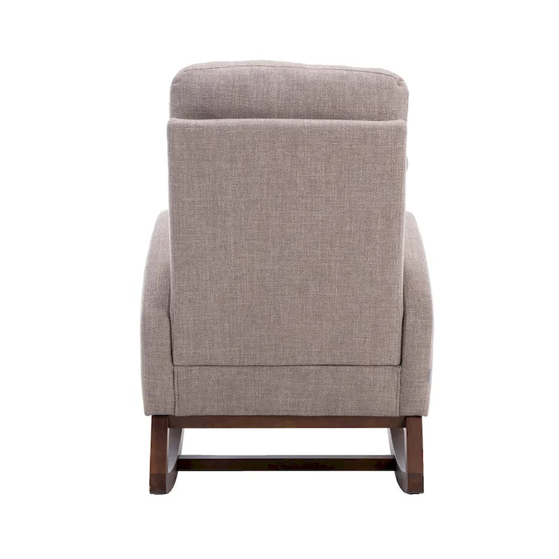 Fauteuil à bascule d'appoint en tissu rembourré avec pieds en bois, poches latérales, multicolore
