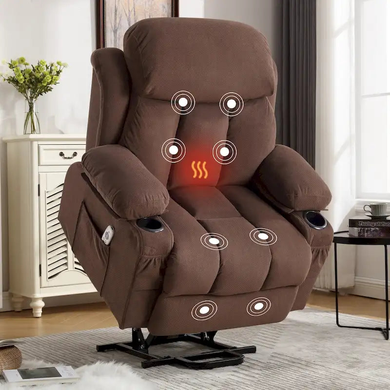 Fauteuil inclinable électrique releveur avec massage chauffant et port USB