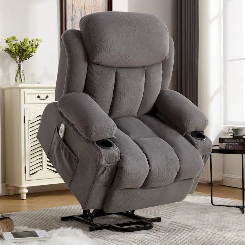 Fauteuil inclinable électrique releveur avec massage chauffant et port USB