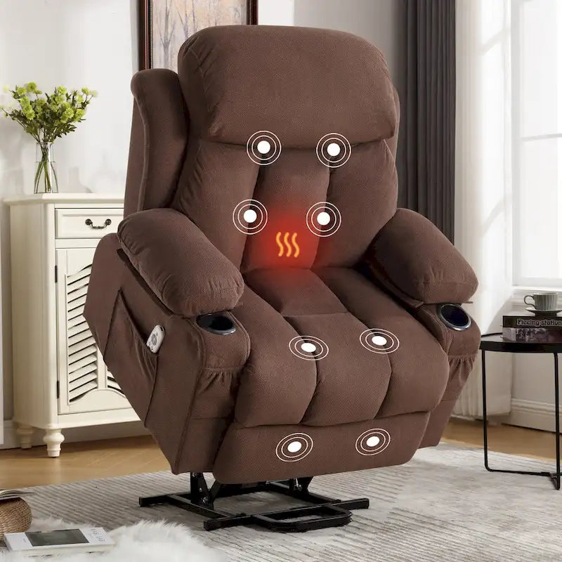 Fauteuil inclinable électrique releveur avec massage chauffant et port USB