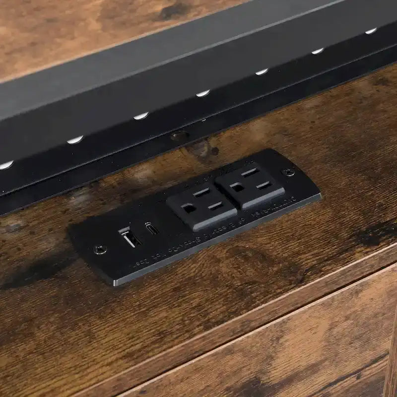 Lit plateforme en métal King Size avec tête de lit en bois à LED et tiroirs de rangement