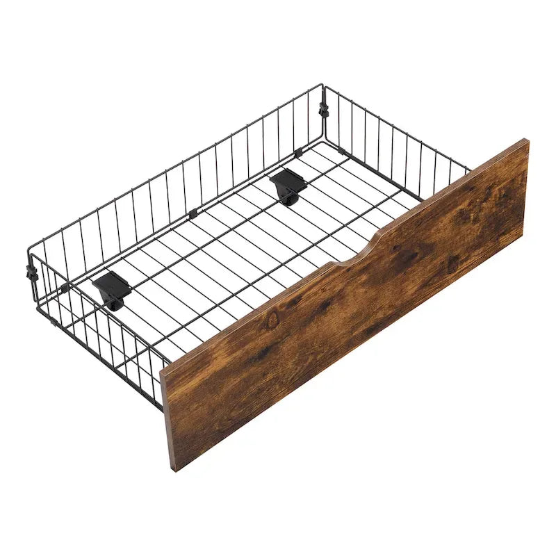Lit plateforme en métal King Size avec tête de lit en bois à LED et tiroirs de rangement