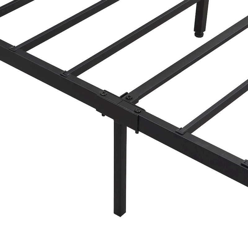 Lit plateforme en métal King Size avec tête de lit en bois à LED et tiroirs de rangement
