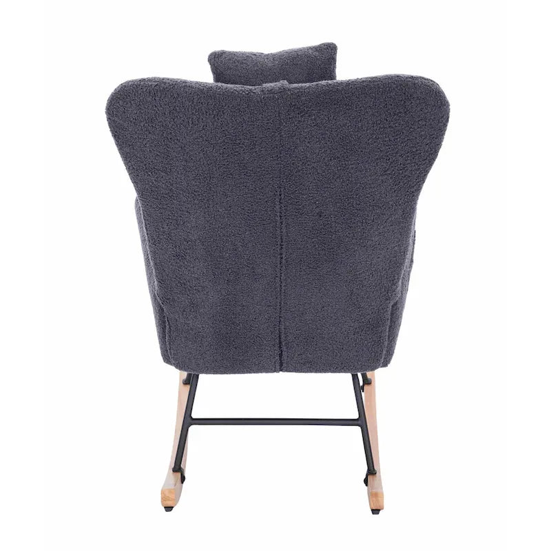 Fauteuil à bascule rembourré blanc à dossier haut avec accoudoirs et appui-tête, blanc