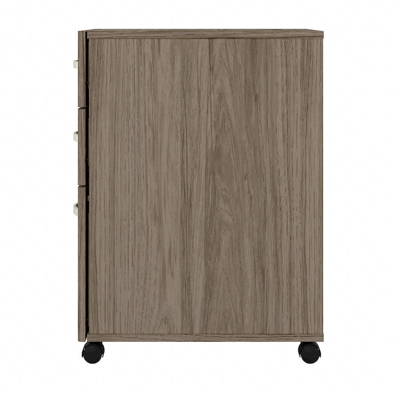 3 Drawer Mobile File Cabinet with Lock Modern Hickory Wood Finish Rolling