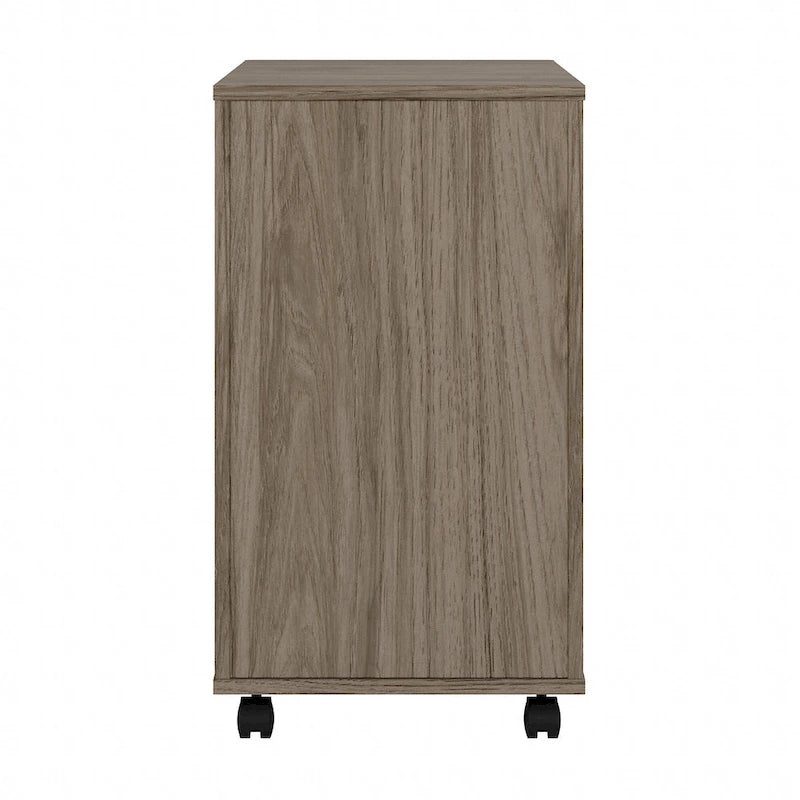 3 Drawer Mobile File Cabinet with Lock Modern Hickory Wood Finish Rolling