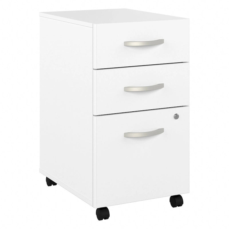 3 Drawer Mobile File Cabinet with Lock Modern Hickory Wood Finish Rolling