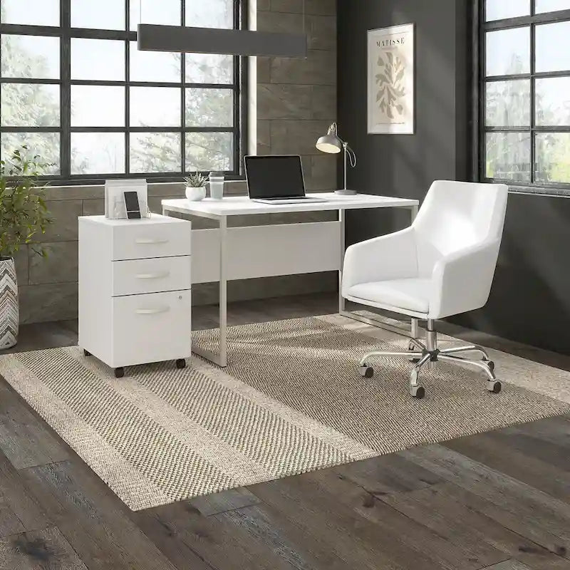 3 Drawer Mobile File Cabinet with Lock Modern Hickory Wood Finish Rolling