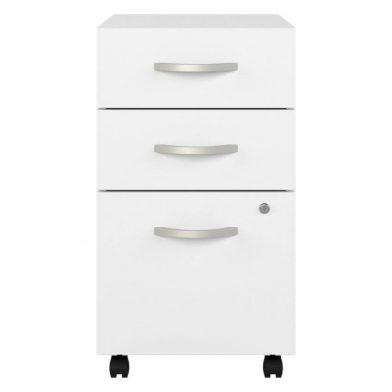 3 Drawer Mobile File Cabinet with Lock Modern Hickory Wood Finish Rolling