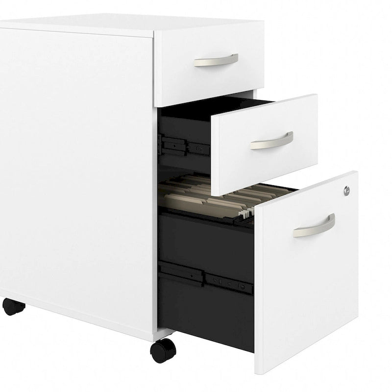 3 Drawer Mobile File Cabinet with Lock Modern Hickory Wood Finish Rolling