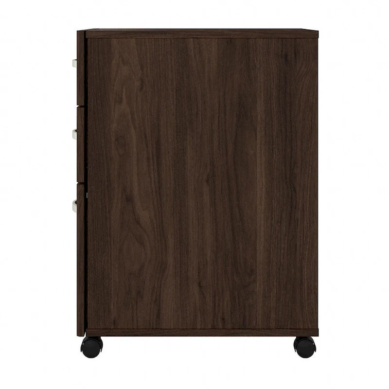 3 Drawer Mobile File Cabinet with Lock Modern Hickory Wood Finish Rolling